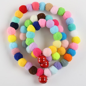 Bola de felpa decorativa, collar para cachorros, Bola de pompón de felpa de color macarrón, cuello bonito para mascotas, Collar para perros y gatos, elástico - Product Image 1