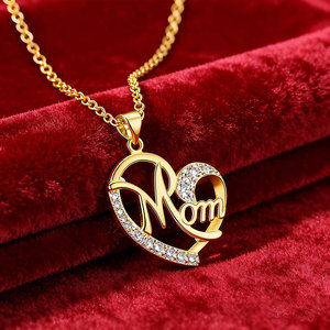 Collier pendentif cœur en laiton plaqué or de haute qualité avec accent CZ, <span class=keywords><strong>cadeau</strong></span> <span class=keywords><strong>sentimental</strong></span> personnalisé pour la fête des mères, bijoux de mode pour femmes - Product Image 5