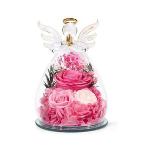 Ángel Rosa real hecho a mano en cúpula de cristal preservada de larga duración, decoración o regalo para el Día DE LA Madre y San Valentín - Product Image 3