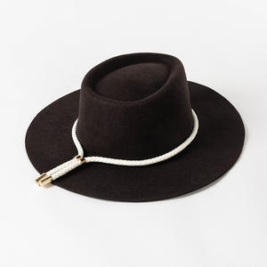 الأكثر مبيعًا الموضة العصرية الجديدة بنما خمر الرجال للجنسين مخصص المرأة الصوف شعر قبعة مسطحة مع زخرفة حبل - Product Image 2