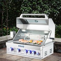 Haute qualité GPL NG double carburant charbon de bois Barbecue gril à gaz 304 acier inoxydable intégré conception cour cuisine fête de famille