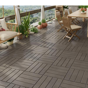 Baldosas de terraza de WPC de alta calidad, baldosas de madera y plástico compuesto, impermeables, con diseño de rayas, para patio, baldosas de terraza entrelazadas - Product Image 4