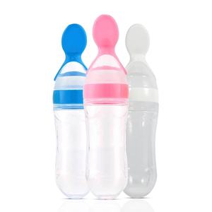 Nouvel arrivage Cuillère d'alimentation en silicone 2 en 1 sans BPA <span class=keywords><strong>pour</strong></span> enfants Biberon de céréales à riz <span class=keywords><strong>pour</strong></span> bébé Biberon de fruits avec cuillère - Product Image 6