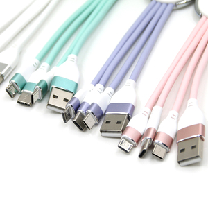 Cadeau promotionnel, câble de charge porte-clés 3-en-1 couleur macaron, portable, TPE, 2A, charge rapide, cordon <span class=keywords><strong>USB</strong></span> pour Micro <span class=keywords><strong>USB</strong></span> Type-C, tous les smartphones - Product Image 4