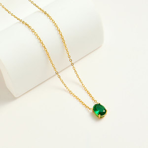 Collar con Colgante Minimalista de Moda, Chapado en Oro de 18K, Acero Inoxidable, con Circonitas Ovaladas, Joyería para Fiestas - Product Image 4