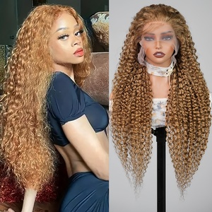 Mật ong tóc vàng sâu sóng tóc giả xoăn, mật độ 180% 13x6 HD ren phía trước, pre-nhổ với mái tóc bé, cái nhìn tự nhiên cho phụ nữ-32 inch - Product Image 3