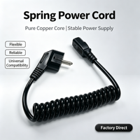 Cable de Alimentación en Espiral IEC C13 con Enchufe Europeo de 2 Pines OEM, Cable Eléctrico en Espiral H03VVH2-F para Línea de Suministro Europea