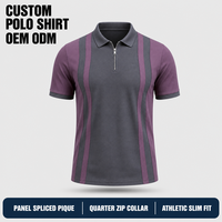 T-shirt personnalisé pour homme en coton épais, col patchwork rayé, demi-zip, manches courtes, pour un style décontracté et streetwear