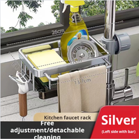 Support à éponge en métal multifonctionnel pour accessoires de robinets de cuisine et articles divers Support d'évier et rangement