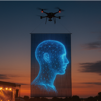 Pantalla LED Transparente Voladora para Publicidad Exterior, Pantalla Montada en Dron, Alto Brillo, Garantía de 2 Años, Uso en Eventos