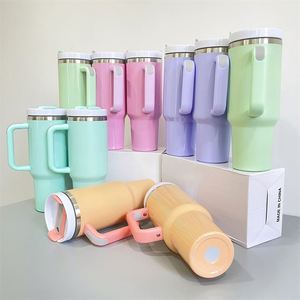 Vaso Térmico de Viaje de 40 Oz H2.0 en Colores Pastel para Sublimación, con Asa Deportiva, Tapa y Pajita - Product Image 1