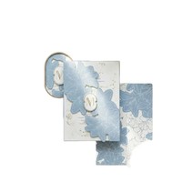 Undangan Pernikahan Wisuda Kertas Bunga Biru Muda Mewah 3D Embossed Bunga Monogram Emas Amplop Biru Dongker Undangan Kustom