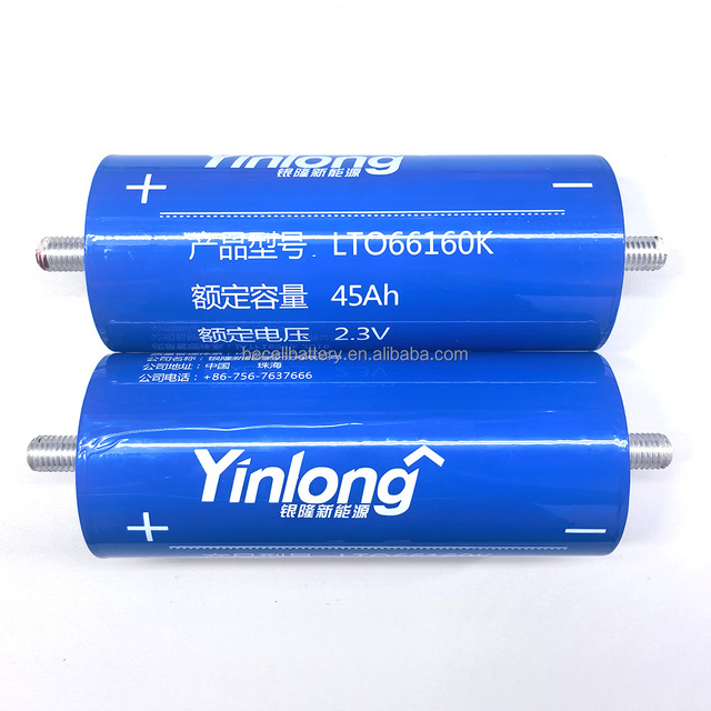 High Discharge Rate LTO Battery Cell 2.3V 45Ah Yinlong 66160 for Electric Vehicles Solar Batteries