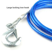 Câble de remorquage tout-terrain 4x4, corde de traction d'urgence robuste en acier avec crochet de sécurité, câble de remorquage recouvert de PVC