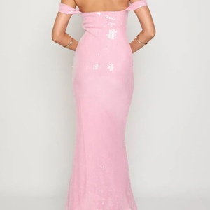 Vestido de Noche Largo para Mujer, Nuevo Estilo de Moda, Brillante, Sin Espalda, Sin Mangas, con Lentejuelas y Capas Transparentes, para Fiesta o Gala - Product Image 2