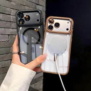 Soporte de Lente con Diamantes y Protector de Pantalla Compatible con Funda para iPhone 17, 13/14, Clip Magnético en Forma de C con Borde de Color de PC de Alta Transparencia - Product Image 6