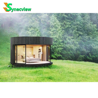 Nouvelle technologie de construction de maisons conteneurs préfabriquées en bois rondes au Soudan, avec 3 chambres, 1 toilette et 1 cuisine