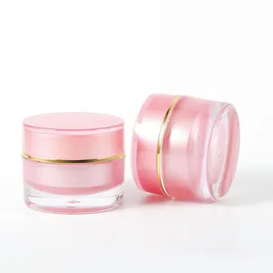 Luxe 10G In Voorraad Acryl Lege Dubbele Muur Container Cosmetische Plastic Roze Potten Cosmetica Zalfpotje Voor Lippenbalsem met Deksel