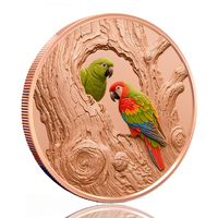 Nouvel Arrivage Pièce de Monnaie en Cuivre Pur 999 de 65 mm, Poids 5 oz, avec Relief Profond et Couleurs Vives, Motif Perroquet de Forêt, pour Souvenirs et Usage Promotionnel