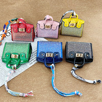 Lüks Bling Rhinestone Çevre Dostu Yüksek Kaliteli Mini Tasarımcı PU Deri Serigrafi Baskılı Çin Malı Cüzdan Anahtarlık Bozuk Para Çantası