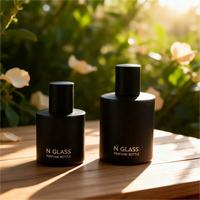 Flacons de parfum opaques les plus vendus 50ml 30ml Bouteille en verre rond noir mat avec couvercle cylindrique