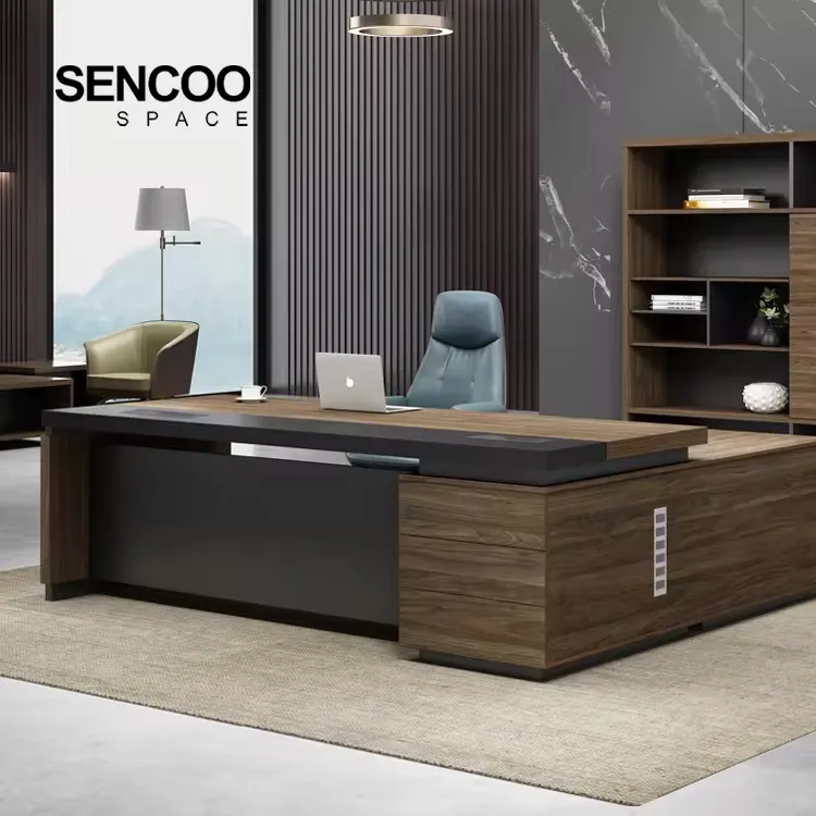 Office Wooden Reception Boss Desk Modern Luxury L Shape Manager Executive Office Desk