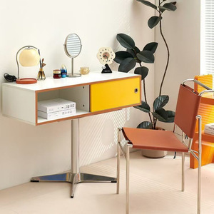 Tocador de Maquillaje Moderno Amarillo Plátano con Almacenamiento, Diseño Minimalista para Dormitorio - Product Image 1