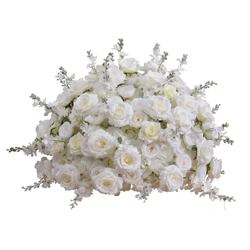 Bola bunga mawar buatan dekorasi pernikahan, bola meja mawar putih berkualitas tinggi