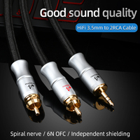 Câble audio ATAUDIO haut de gamme 3,5 mm vers 2RCA, répartiteur mâle OFC pour PC, téléphone, amplificateur et haut-parleur, connecteur RCA pour microphone