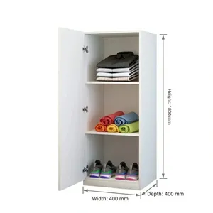 White Tall <strong>Storage</strong> <strong>Unit</strong> 1 Door <strong>Wardrobe</strong> with Shelves for Clothes, Shoes &amp; Daily Essentials - Product Image 6