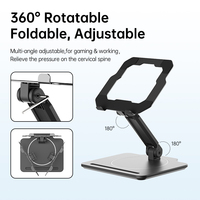 Nouveauté : Support de tablette portable pliable en métal rotatif à 360 degrés, support de tablette PC de voyage, OEM/ODM, noir, gris, logo