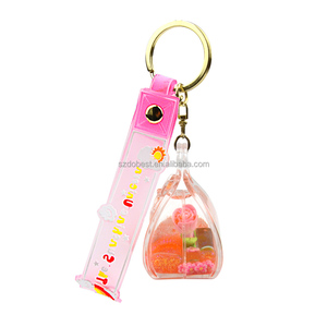 Porte-clés shaker mignon pour sac à main, breloque Kawaii en acrylique remplie de liquide et d'<span class=keywords><strong>huile</strong></span> avec figurine de <span class=keywords><strong>rose</strong></span> pour la décoration de sac - Product Image 3