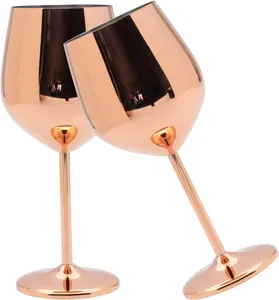 Kupfer Edelstahl Weinglas 18oz Weiß Rot Unzerbrechlich Modern Rose Gold Stemmed Weingläser Becher für Restaurant