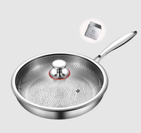 Pot en titane à fond plat martelé haut de gamme Pot antiadhésif sans revêtement Poêle à steak à fond épais