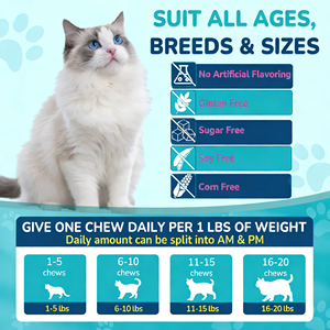 Tabletas Masticables Calmantes para Mascotas OEM/ODM para el Soporte de Cadera/Articulaciones, Movilidad, Alivio de la Ansiedad en Gatos, Perros y Aves, Promueve la Relajación - Product Image 2