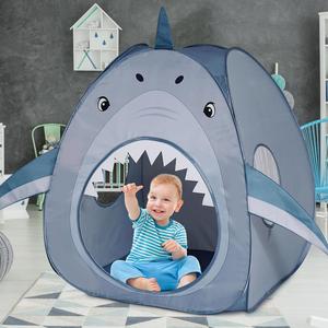 Tente de jeu pliable portable pour enfants, château de princesse ou requin, gris, adorable, pour l'intérieur, vente en gros - Product Image 1