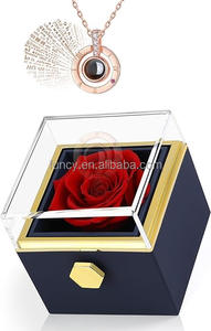 Venta al por mayor I Love You Collar Flores eternas Pequeña joyería Rosa en caja Flor preservada - Product Image 5