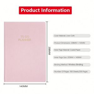 High-end Fabric Lined Hardcover A5 <b>Notebook</b> Custom Print <b>Diary</b> Planner Notepad Monthly goal Journal Writing <b>Notebooks</b> - Product Image 4