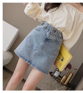 Nueva Falda Corta de Mezclilla para Mujer, Estilo Coreano, Cintura Alta, Primavera-Verano, Corte en A, para Estudiantes - Product Image 2