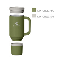 40oz Tasse de voyage en acier inoxydable avec poignée isolée Gobelet à ours avec récipient et tasse à eau Pack de logo de couleur personnalisé