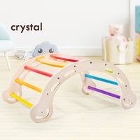 Nouveau design Crystal : structure d'escalade intérieure combinée avec toboggan, structure d'escalade triangulaire, structure d'escalade sur rocher, structure de fitness arc-en-ciel et structure de jeu en bois