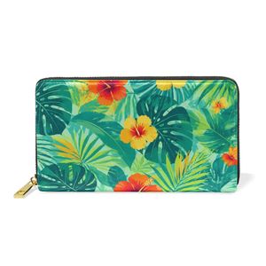 New Arrival Hawaiian Monstera Print Custom Women’s <b>Leather</b> <b>Wallet</b> Water Resistant Ladies Clutch Purse <b>Passport</b> Holder - Product Image 2