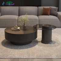 Table basse en marbre noir de style chinois, cadre en bois minimaliste italien, rangement rétractable, ensemble de salon, table de luxe légère