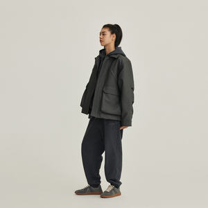 Chaqueta Bomber para Hombre, 100% Algodón, Cortavientos, Cuello Alto, Bolsillos Grandes, Ajuste Holgado, Logotipo Frontal, Color Sólido, Servicio OEM, 260g, para Invierno - Product Image 3