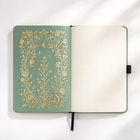 Carnet A5 à couverture rigide en cuir PU vert sauge, carnet de notes personnalisé à motifs floraux, cadeau