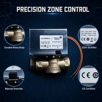 Vanne de régulation électrique VLC3200FC-C DN15, corps en laiton, 2 voies, PN20, retour par ressort, normalement fermée, 220V AC pour système d'eau CVC FCU