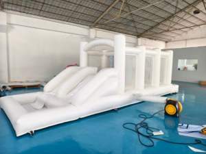 Wahana Lompat Tiup untuk Anak-Anak, Kastil Lompat Komersial, Rumah Loncat Putih Anak-Anak dengan Seluncuran, Kastil Loncat Luar Ruangan - Product Image 3