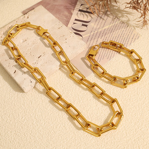 Fashion Chain <b>Bracelet</b> <b>Set</b> Zinc Alloy 18k Gold Plated Unisex Jewelry - Product Image 3
