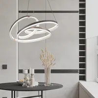 Lustre suspendu en aluminium créatif de décoration moderne, lampe à anneaux, plafonniers circulaires, lustre de luxe pour table à manger