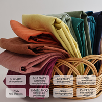 Tissu en lin uni européen 100 % anti-allergique, poids moyen 153 GSM, couleur pastel, série été, pour vêtements, teint en fil, tissé